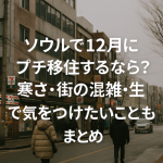 ソウルで12月にプチ移住するなら?冬の寒さ・年末前の街事情・生活で気をつけたいことまとめ