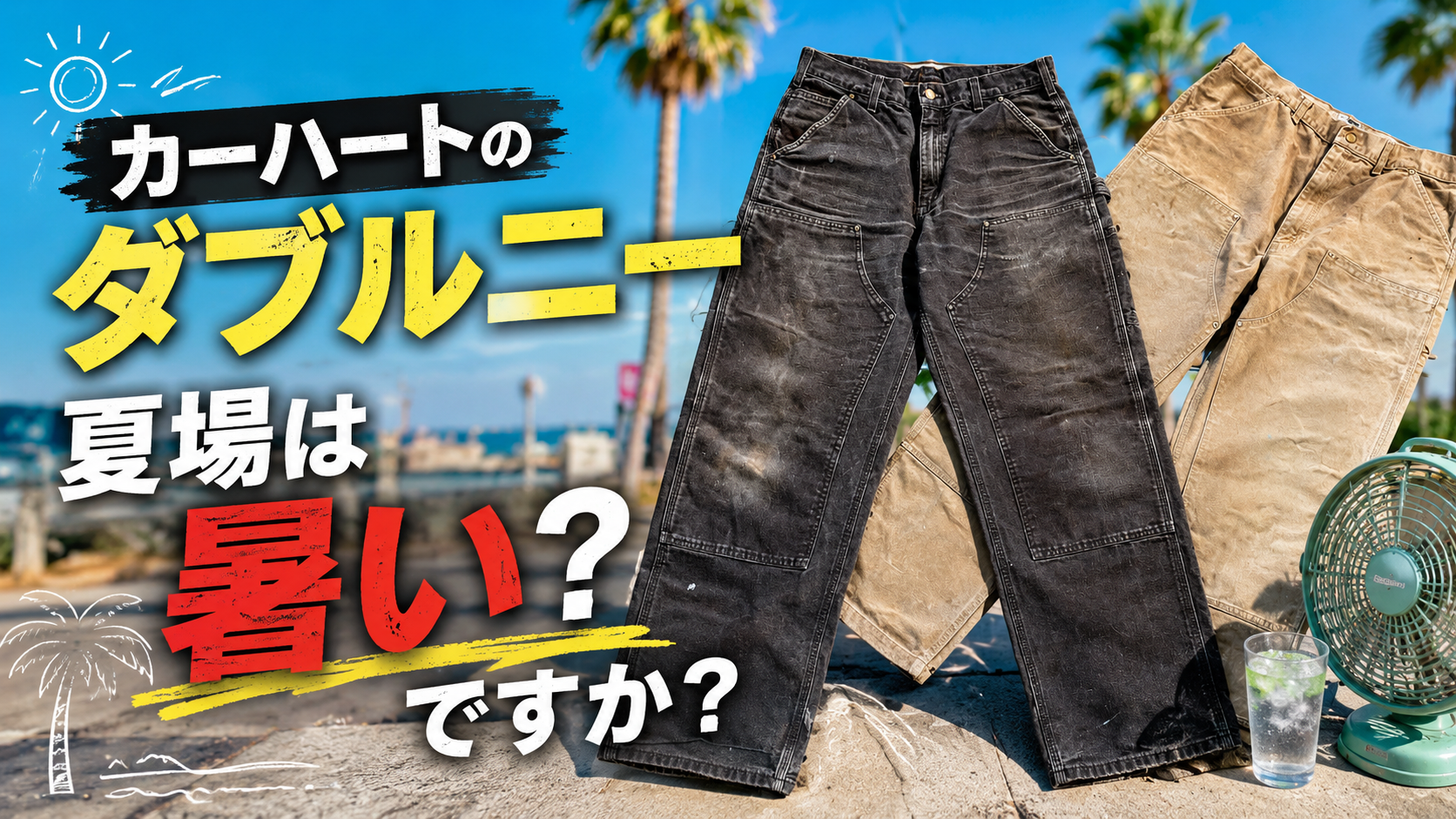 カーハートのダブルニーは夏だと暑い?実際に真夏に履いて感じた正直な感想